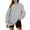 Gray, variant on Aloohaidyvio Tops for Women Fashion Woman Long Sleeve Round Neck Loose Sweatshirt Solid Blouse Tops