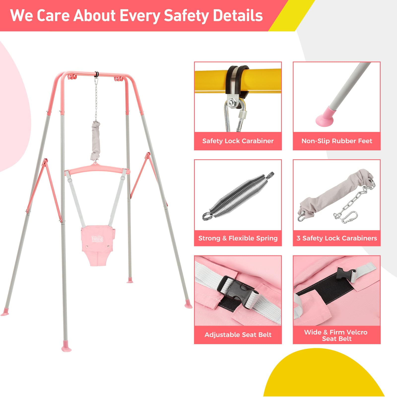 FUNLIO Baby Jumper with Stand Pink