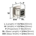 thumbnail image 4 of Amerock Garfield 1-3/16 inch (30mm) Length Satin Nickel Cabinet Knob, 25 Pack, 4 of 4