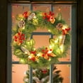 thumbnail image 4 of Surpdew Christmas Wreaths For Front Door, Christmas Wreath With Lights Cotton Berries Cones Pine Needles, Christmas Door Wreath For Home Door Wall Party Christmas Decorations C-With Light 16Inch, 4 of 6