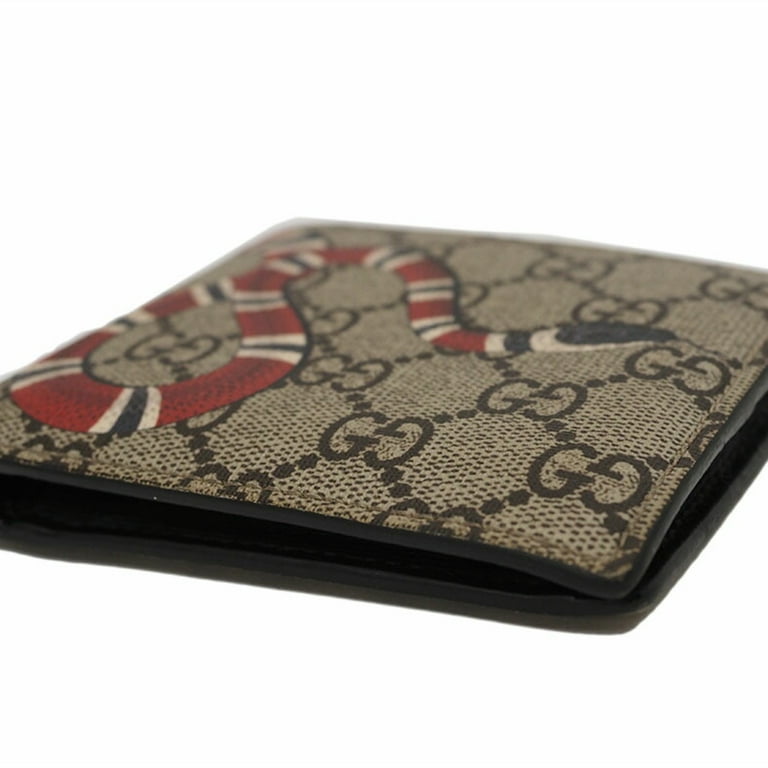 Authenticated Used Gucci GUCCI GG Supreme Snake Print Beige 451266 Bifold  Wallet PVCx Leather Men's 