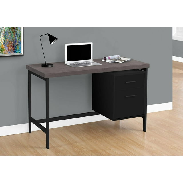 Monarch Specialties Computer Desk, Home Office, Laptop, Left, Right Set-up, Storage Drawers, 48"l, Work, Metal, Laminate, Black, Grey, Contemporary, Modern