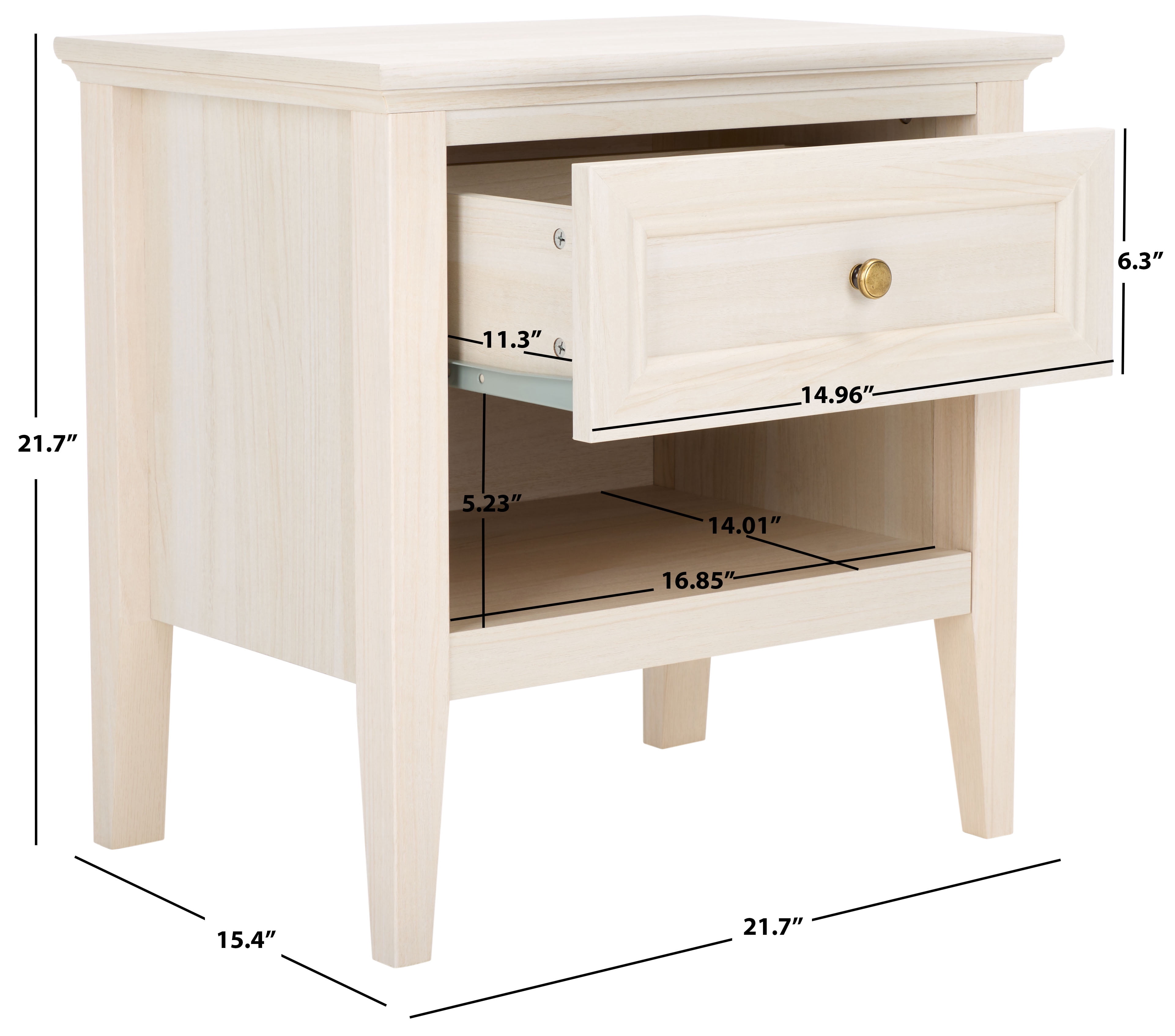 SAFAVIEH Sondra Traditional 2 Drawer Nightstand,Bleached White/Gold