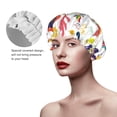 thumbnail image 4 of Kdxio Alpaca Flower Print Shower Cap for Women,Elastic and Reusable,Double Waterproof Layers Bathing Hat, 4 of 9