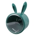 thumbnail image 2 of Portarrollos de papel higiénico de plástico transparente con diseño de conejo para montar en la pared, caja dispensadora para baño y cocina, color verde, 2 of 14
