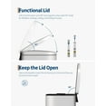 thumbnail image 5 of 2.6 gal Stainless Steel Trash Can with Lid, 10 L Slim Garbage Can for Bedroom Bathroom, Small Step-on Metal Trash Bin with Inner Bucket, Rear Handle, Soft Close Lid, 5 of 7