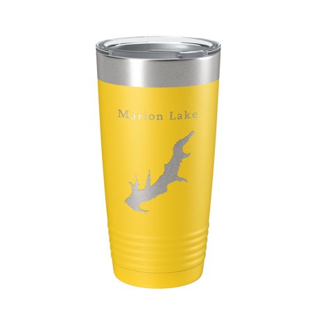 

Marion Lake Map Tumbler Travel Mug Insulated Laser Engraved Coffee Cup Kansas 20 oz Yellow