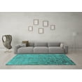 thumbnail image 3 of Ahgly Company Machine Washable Indoor Round Oriental Turquoise Blue Industrial Area Rugs, 4' Round, 3 of 4