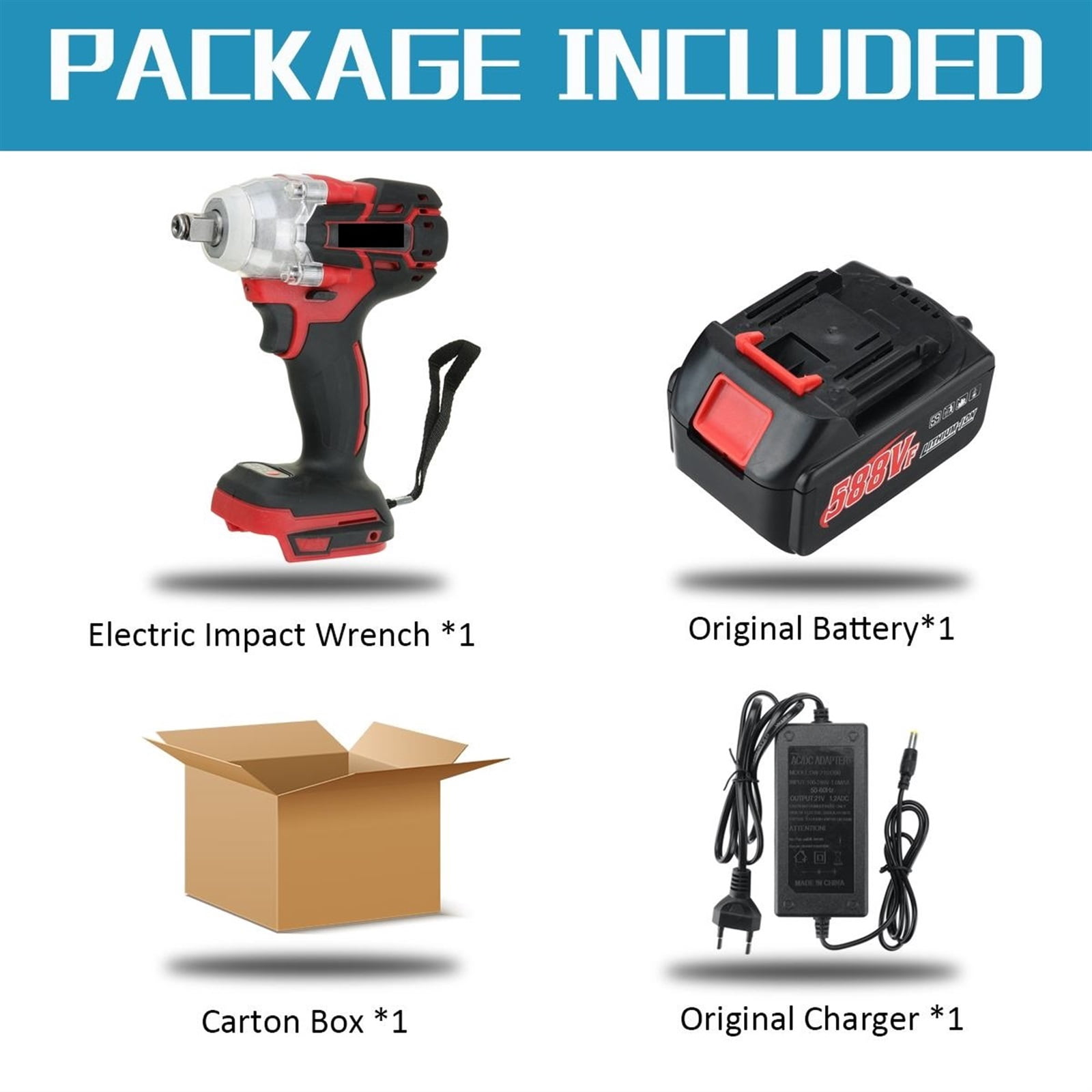 22800mAh 588VF Brushless Cordless Electric Impact Wrench 1/2 inch Wrench Power Tools Compatible For Rechargeable Battery ,Efficient Cutting