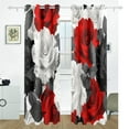 thumbnail image 2 of Red Grey Roses Flowers Black Out Curtains 84 Inch Length Curtains for Sliding Glass Doors Bedroom Living Room 2 Pack, 2 of 6