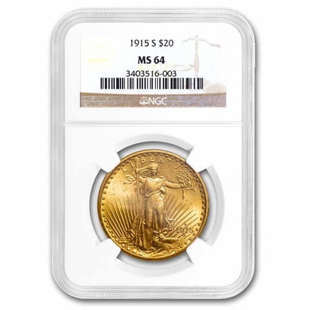 1915-S $20 St Gaudens Gold Double Eagle MS-64 NGC