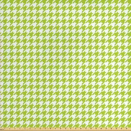 Houndstooth Fabric by The Yard, Abstract Textile Pattern Scottish Four-Pointed Checks Motif, Decorative Fabric for Upholstery and Home Accents, by Ambesonne