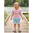 thumbnail image 3 of BemeyourBBs Toddler baby Girls Summer Clothes Newborn Baby Girl Summer Beach Holiday Outfits 0 6 12 18 24 Months 2 3 Years Short Sleeve Ice Cream Embroidery TShirt Tops Ruffled Striped Shorts Set, 3 of 9