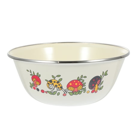 

2Pcs Practical Vintage Iron Enamel Basins Retro Enamel Bowls Tureen Pots (Beige)