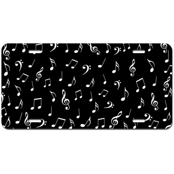 Music Notes Treble Bass Clef Novelty Metal Vanity License Tag Plate