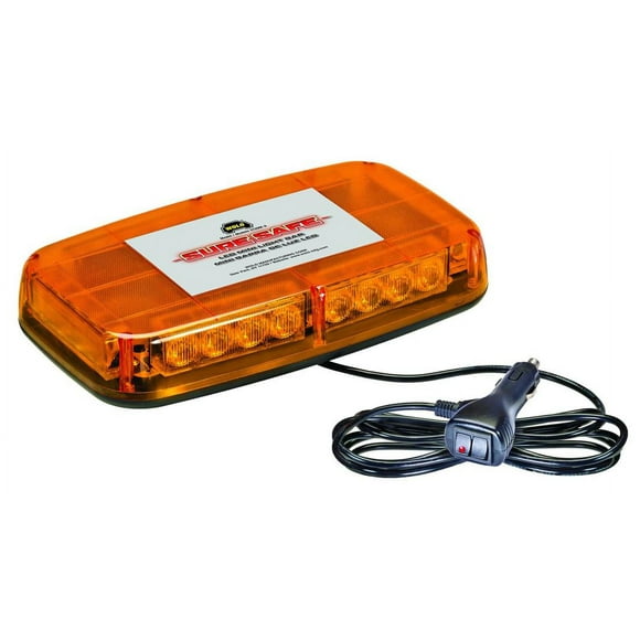 Wolo MFG Warning Light 3720M-A Sure Safe; Mini Bar; Magnet Mount; LED; Amber Lens; 7 Light Patterns; 11 To 15 DC Volt