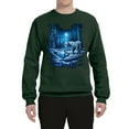 thumbnail image 2 of Wild Bobby, Tiger In The Snowy Night Animal Lover Unisex Crewneck Graphic Sweatshirt, Forest Green, 2XL, 2 of 3