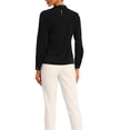 thumbnail image 3 of MODA NOVA Juniors Elegant Stand Collar Long Sleeve Lace Panel Blouse Top Black L, 3 of 5