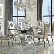 Acme Noralie Dining Table, Mirrored & Faux Diamonds