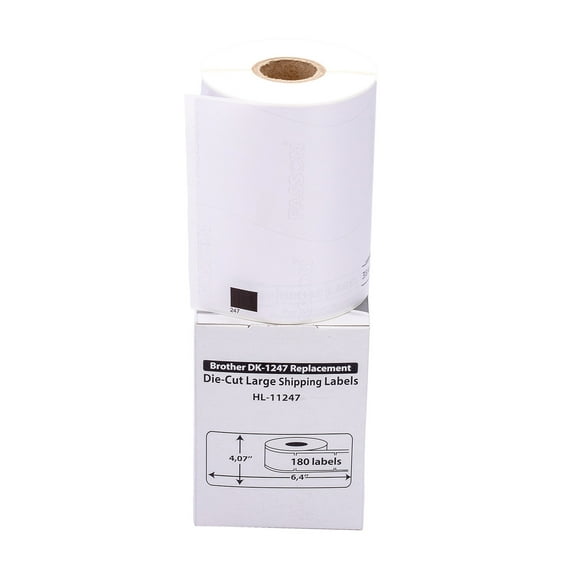 HOUSELABELS Compatible with DK-1247 Replacement Roll for Brother QL Label Printers; 180 Large Shipping Labels; 4.07" x 6.4" (103mm*163mm) - 1 Roll
