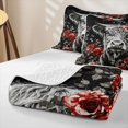 thumbnail image 4 of Manfei Animal Highland Cattle Twin Quilt Set 2 Pieces,Watercolor Flowers Twin Coverlet Set,Red Gray,1 Bedspread and 1 Pillowcase, 4 of 7