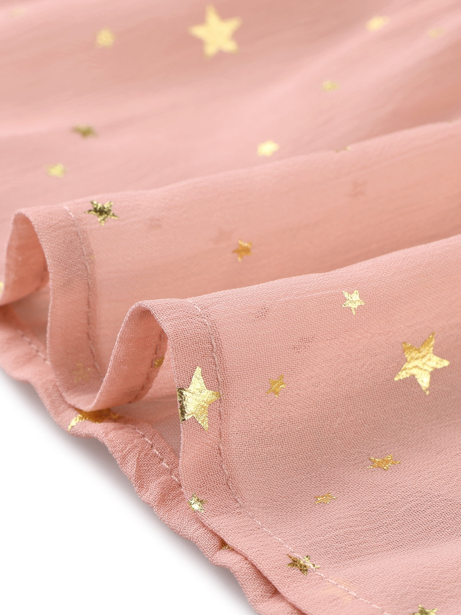 DARING DIVA Smocked Waist Gilding Metallic Stars Chiffon Dress XS Dusty Pink