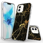 iPhone 12 Mini Case (5.4 Inch Display), Rosebono Bling Glitter Sparkle Laser Black Marble Graphic Fashion Cute Colorful Skin Cover Shockproof Case for iPhone 12 Mini