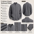 thumbnail image 7 of XuJwPNcy Men Long Sleeve Linen Shirts Casual Mock Neck Button down Tops Fall Beach Vacation Shirts(Gray,3X-Large), 7 of 7