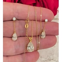 Women's Jewelry Set 3Ct Pear Cut Lab Created Diamond 14K Yellow Gold Plated