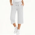thumbnail image 2 of HAOTAGS Big Girls Capri Pants with Pockets (5-15) Elastic Waist Casual Sporty Cropped Pants White Size 12, 2 of 10