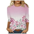 thumbnail image 3 of Pompotops Mode T-shirt Décontracté à Manches 3/4 Col Rond Confortable pour Femmes en Solde, 3 of 5