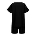 thumbnail image 3 of Glisme Teen Girl Outfits Summer 2 Piece Set Round Neck Short Sleeve Top And Shorts Elastic Waist Playwear Cute Clothes 12-13 Years Black, 3 of 8