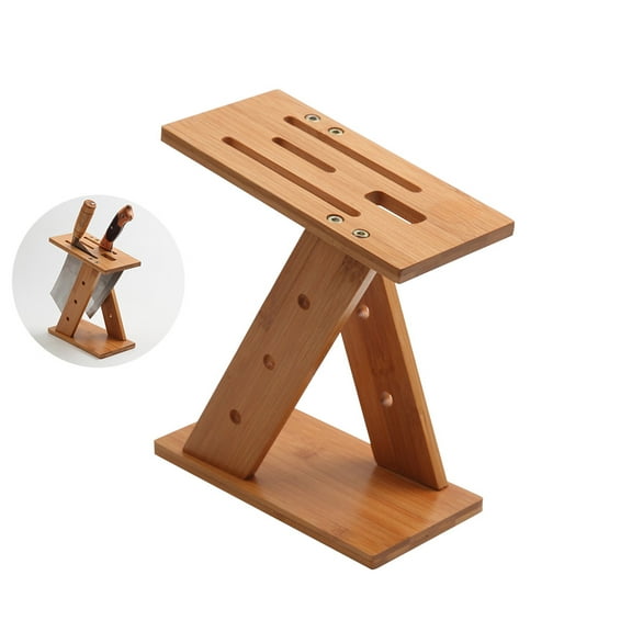 Raindrops Bamboo Block Kitchen Storage Rack Shelf Organizer Zshape Cutlery Display Stand