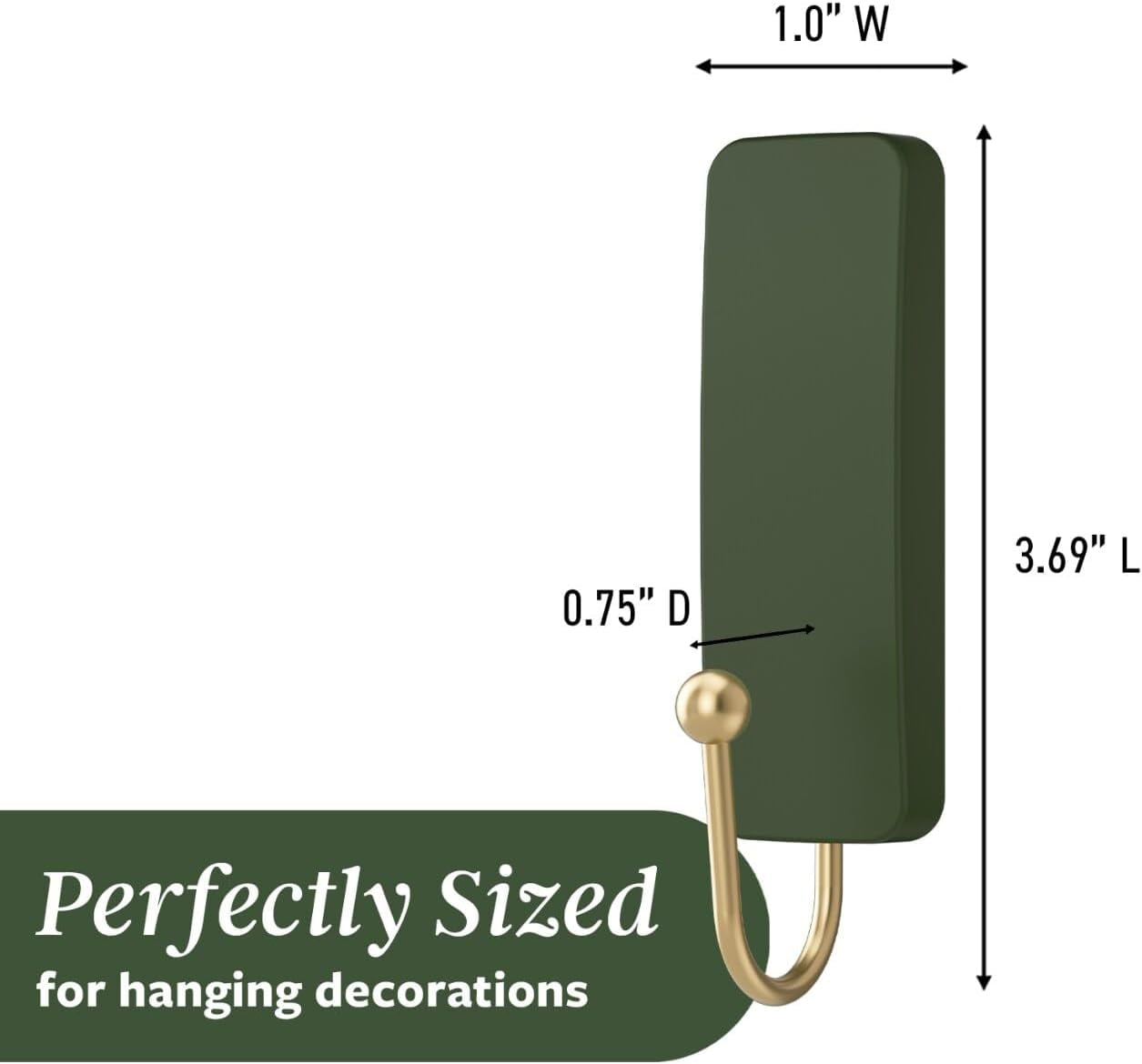 JJEAN-Medium Wire Hook, Rosemary, 4 Hooks, 6 Strips