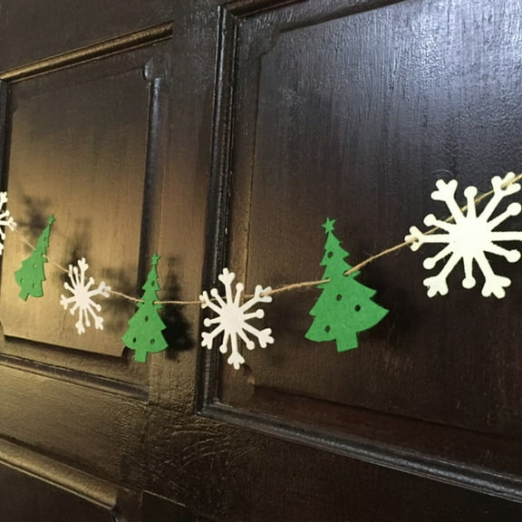 FRCOLOR Christmas Decorative Garland Banner for Parties and Home Felt Material Green Color Easy to Assemble 2Pcs