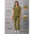thumbnail image 3 of Adar Addition Go-Basic Scrub Set For Women - Slim V-Neck Scrub Top & Skinny Cargo Scrub Pants - A9200 - Martini Olive - M, 3 of 7
