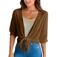thumbnail image 3 of Frostluinai Women Tie Front Chiffon Shrug Half Sleeve Cropped Sheer Bolero Shrug Cardigan Lightweight Summer Dressy Casual Cardigans, 3 of 10