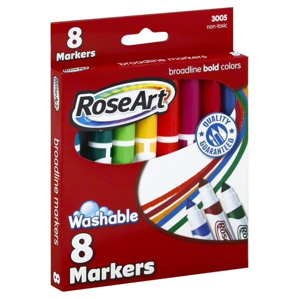 Rose Art Bold Colors Washable Broadline Marker, 8 markers