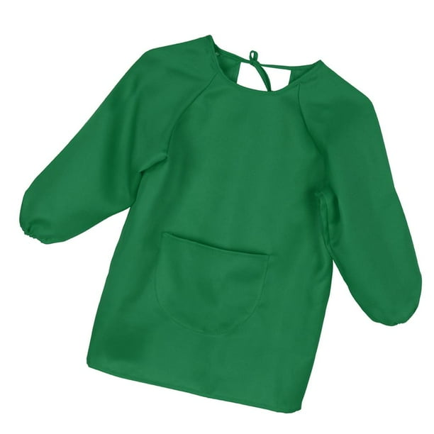 Delantales de pintura para niños, batas de arte para niños con bolsillos espaciosos para cocina/aula Verde para 5-9T Zulema Delantal de la pintura de los niños