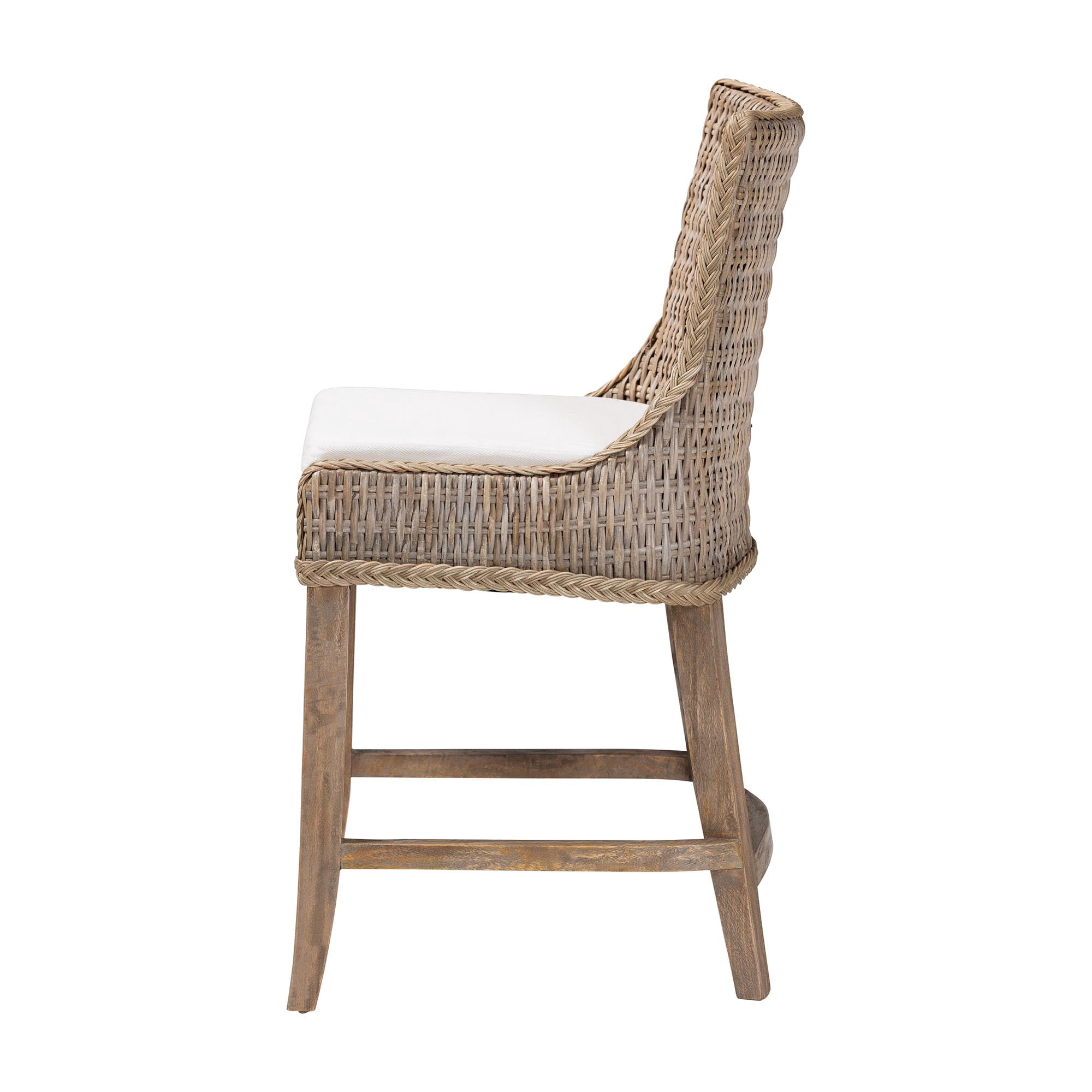 bali & pari Derris Boho Counter Stool, 24.4" H, Greywashed