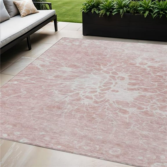 HomeRoots 580119 5 x 8 ft. Abstract Washable Indoor & Outdoor Rectangle Area Rug, Pink, Blush & Ivory