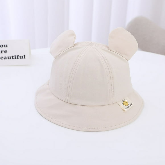 Spring Summer Baby Bucket Hat Cute Bear Ear Newborn Panama Cap Solid Color Outdoor Beach Kids Baby Boy Girl Sun Hats Bonnet Style 3 02