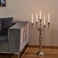 thumbnail image 4 of The Hamptons Five Candle Silver Candelabra, Hand Crafted of Silver Aluminum Nickel, 2 1/2 FT High, (30 3/4 Inches)By Whole House Worlds, 4 of 8