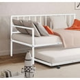 thumbnail image 4 of HMYG 1pc Twin Size Metal Daybed With Trundle Contemporary Style Full Metal Structure Mattress Ready White Finish, 4 of 6