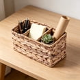 thumbnail image 6 of NWOKYZGH Small Wicker Basket for Organizing with 3-Section, Natural Water Hyacinth Storage Baskets with Dividers for Pantry Shelves, 6 of 9