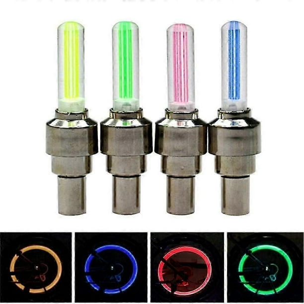 4 Pack LED Bike Wheel Lights, 4 Colors Waterproof Front & Rear Wheel LED Valve Caps, LED Bike Wheel Safety Lights