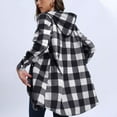 thumbnail image 4 of Fmbrln Womens Plaid Shirts Full Button Long Sleeve Shirts Jackets with Hood Fall Fashion Casual Blouse Outwear with Pockets, 4 of 5