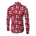 thumbnail image 4 of Frontwalk Men Shirts Xmas Printed Tunic Shirt Lapel Neck Tops Holiday Comfy Blouse Button Down Red XL, 4 of 4
