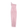 thumbnail image 4 of Otvok Summer Dresses for Women, Women's One-Shoulder Stretch Dress Solid Color High Slit Elastic Wrinkle Dress, 4 of 6