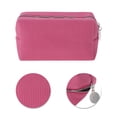thumbnail image 4 of Unique Bargains 1 Pc Waffle Plaid Pattern Makeup Bag for Travel Rose Red Polyester, 4 of 6